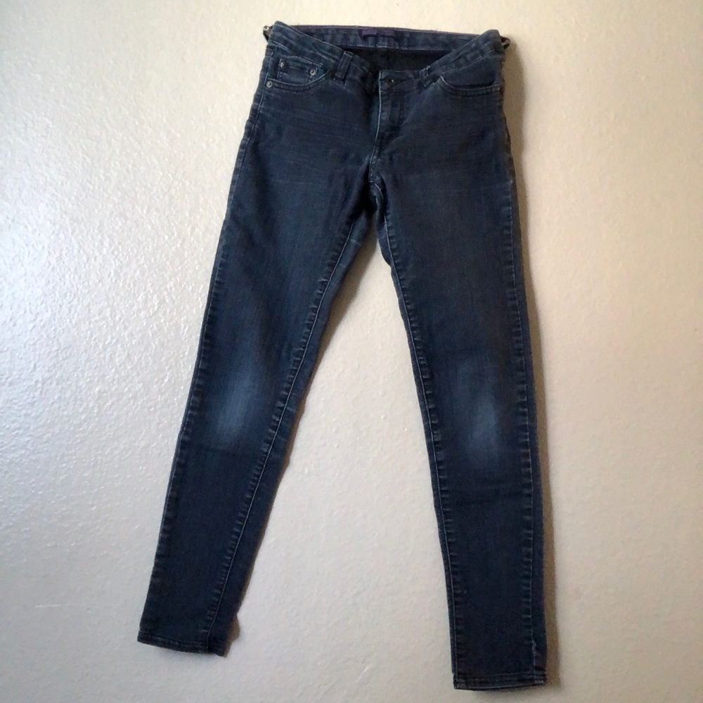 Dark wash jeans.
